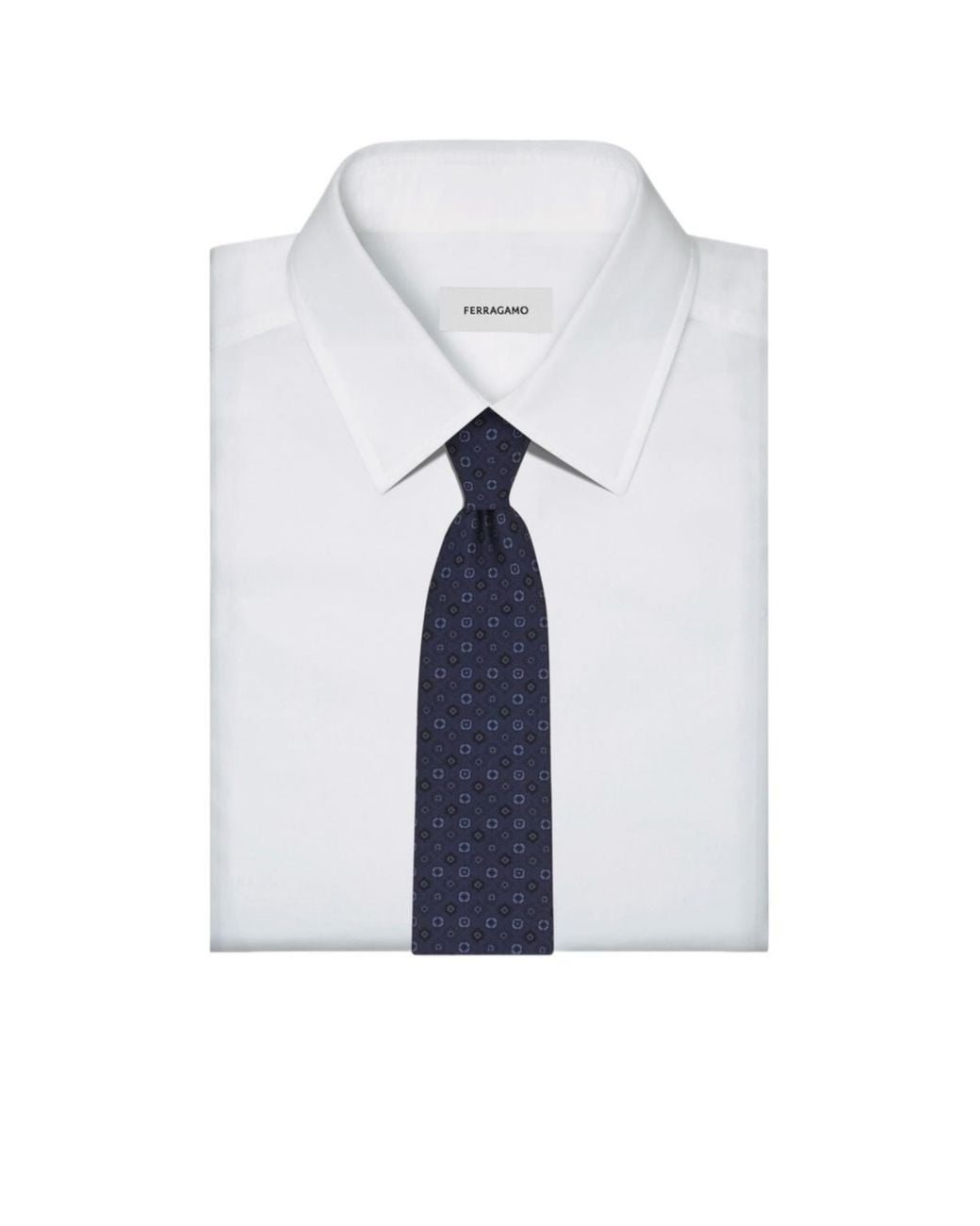 Ferragamo Blue Silk Tie With Micro-Print for men