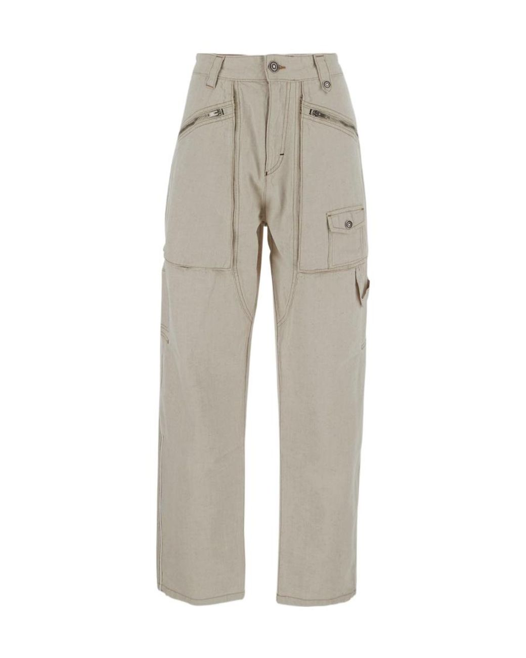 Isabel Marant Gray High Waist Zip Detailed Trousers