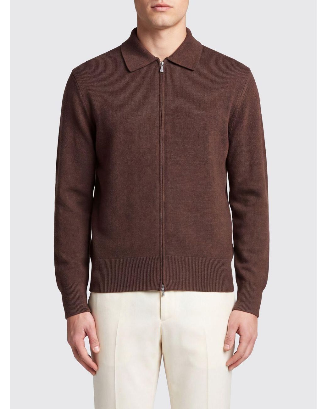 Eleventy Brown Zippered Knitwear for men