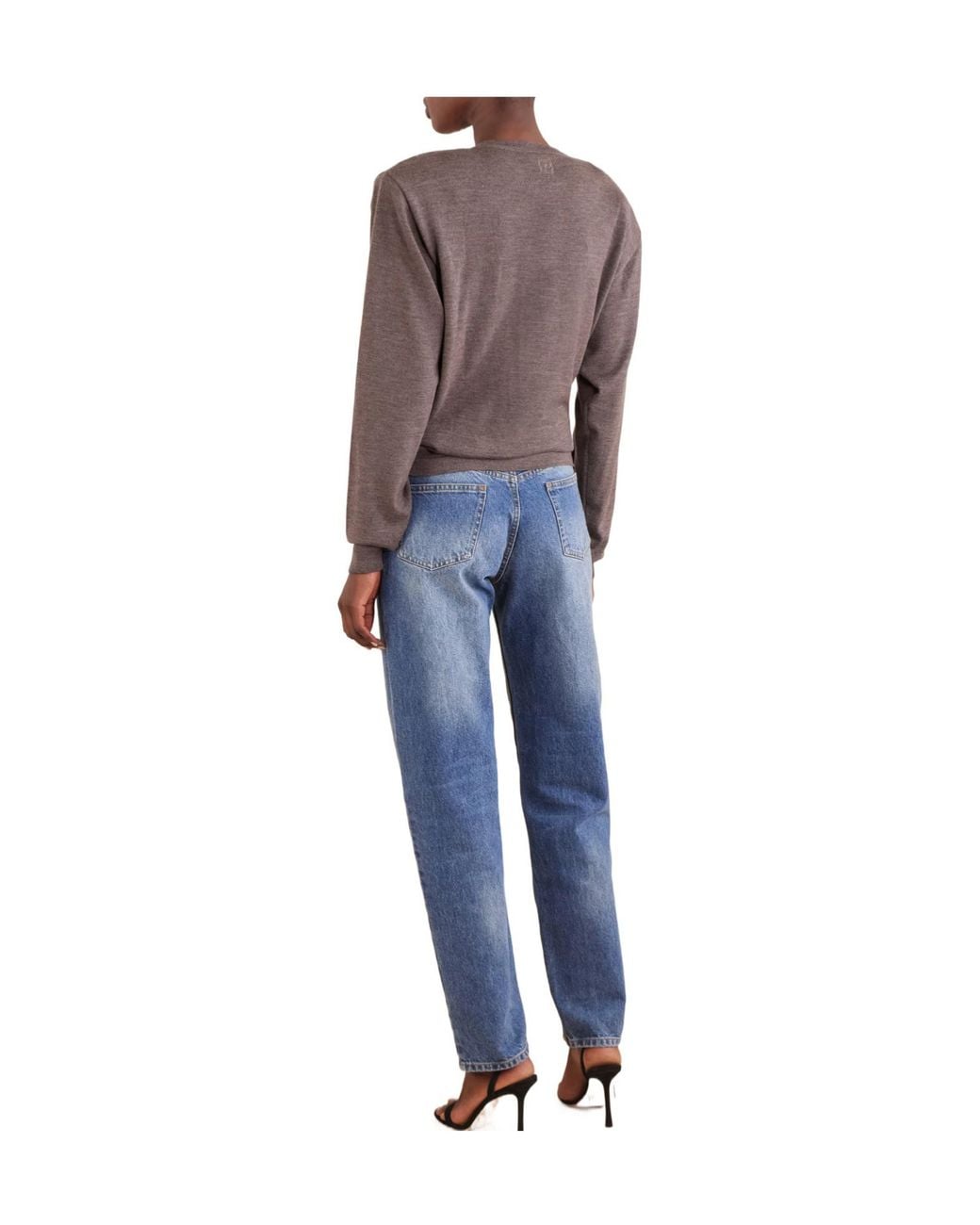 Magda Butrym Brown Knotted Cropped Wool Sweater