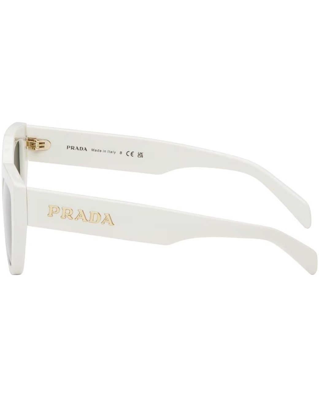 Prada White Eyewear Cat-Eye Sunglasses