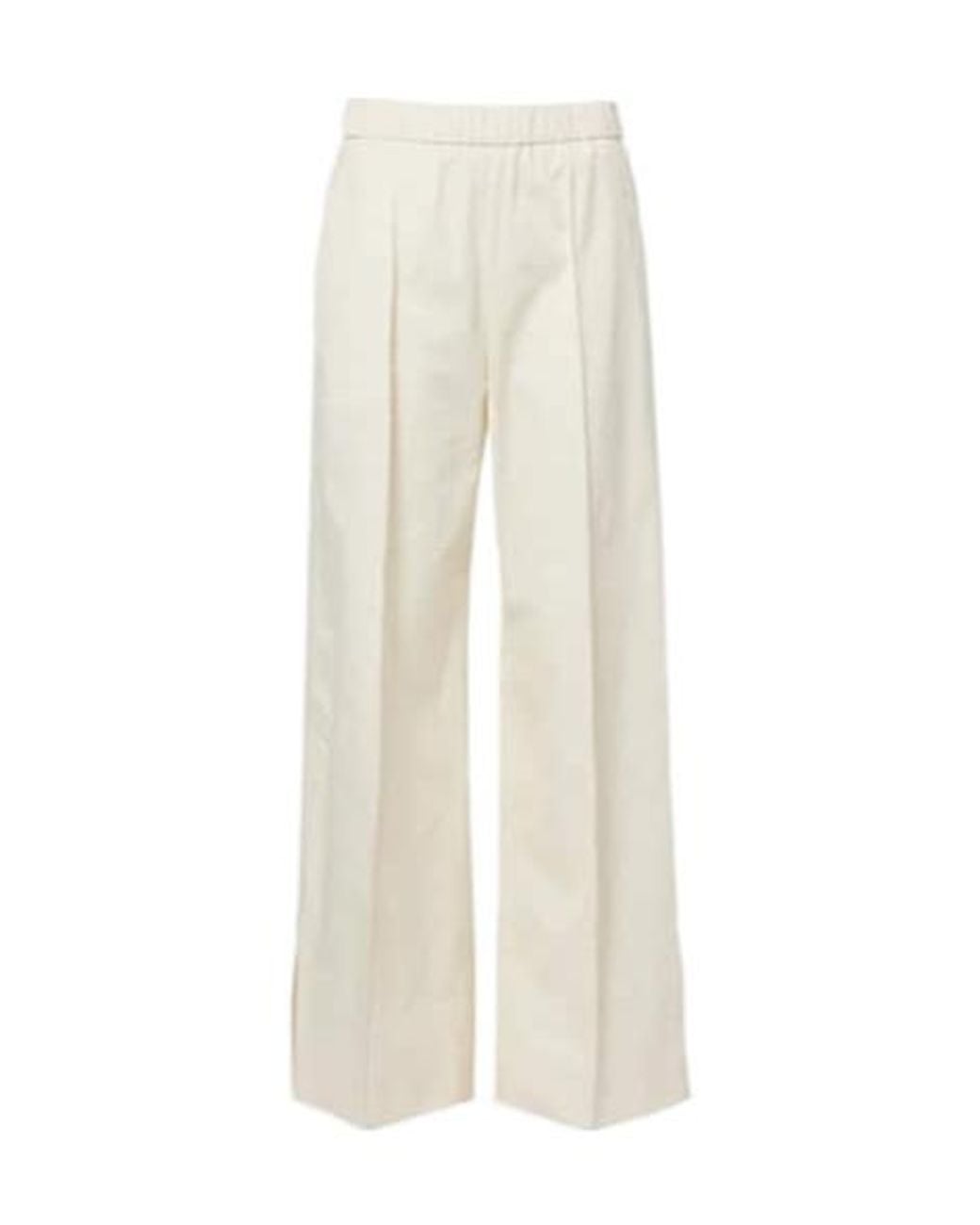 Jil Sander White Pleated Cotton Wide-Leg Pants