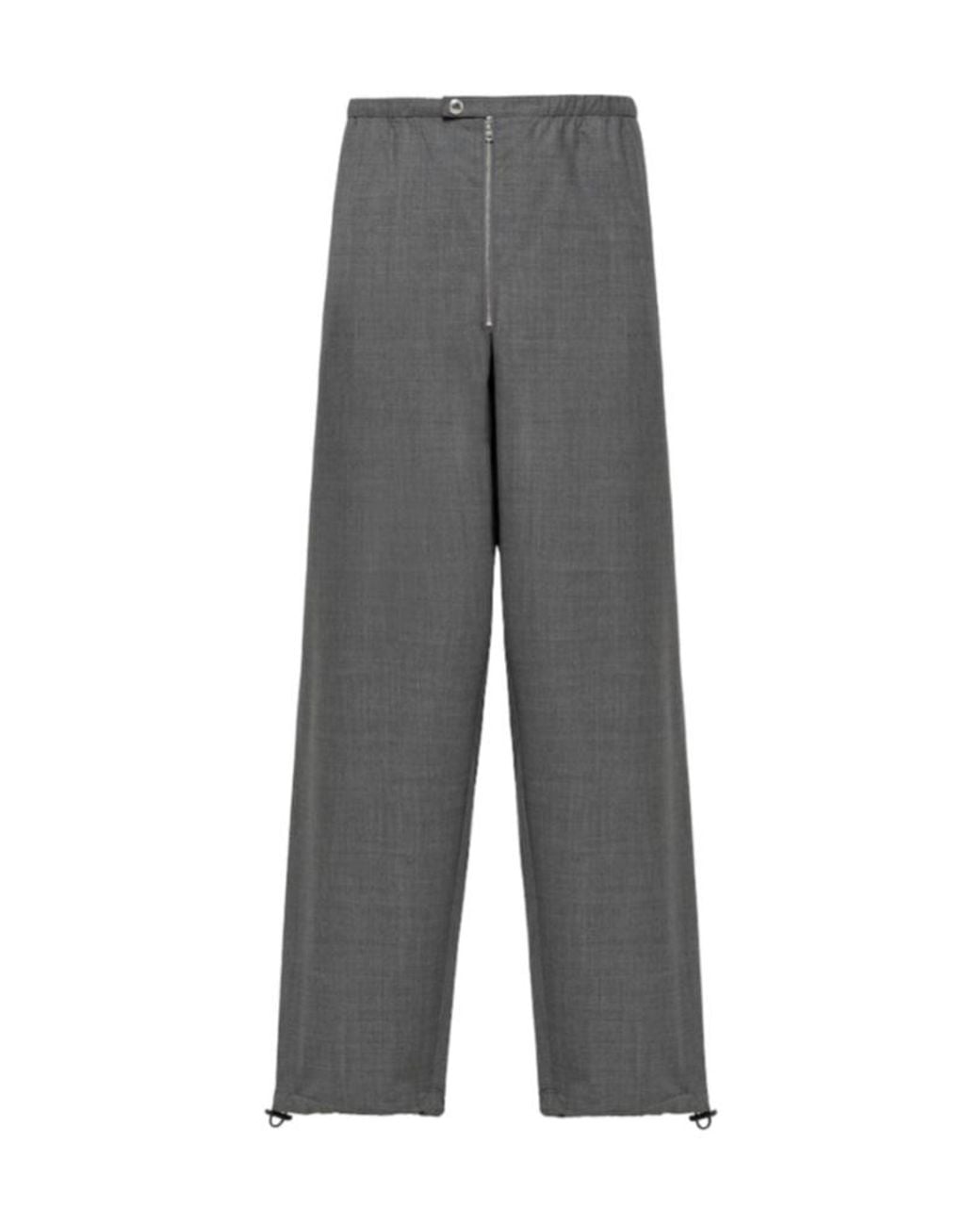 Prada Gray Wide-Leg Tailored Trousers for men