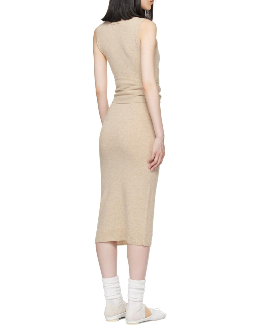 MM6 by Maison Margiela White Knitted Midi Dress