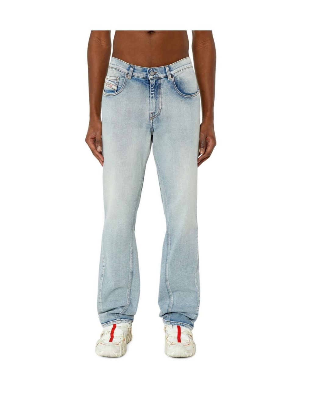 DIESEL Blue Logo-Patch Bootcut Jeans for men