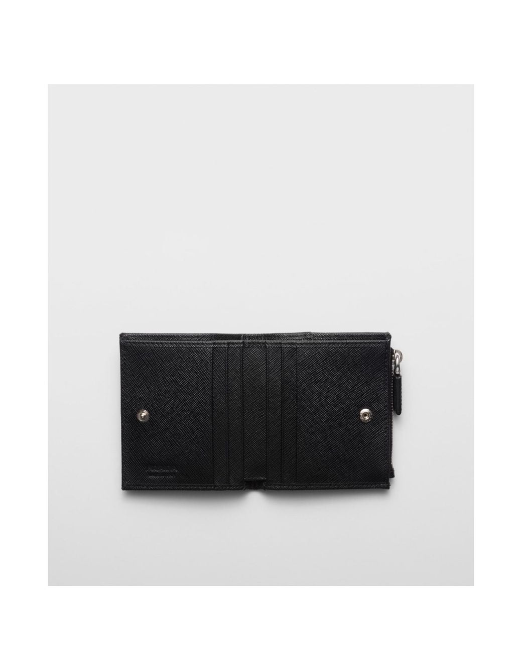 Prada Black Enamel-Triangle Logo Zipped Wallet for men