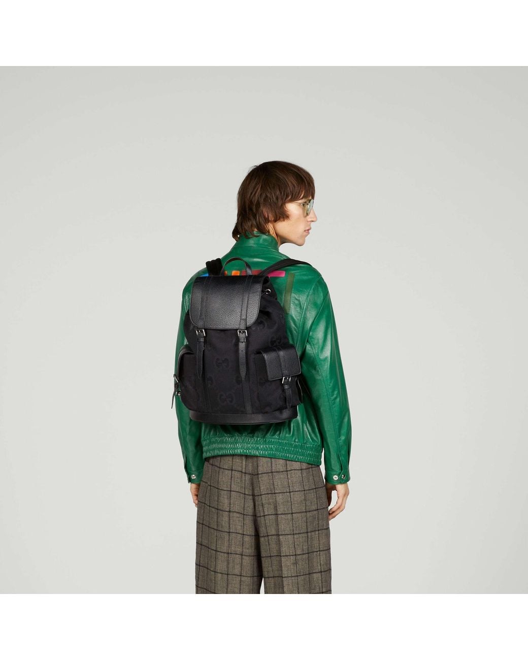 Gucci Black Jumbo Gg Backpack for men