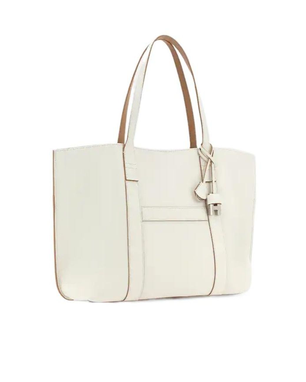 Hogan White Hanging Accent Script Top Handle Bag
