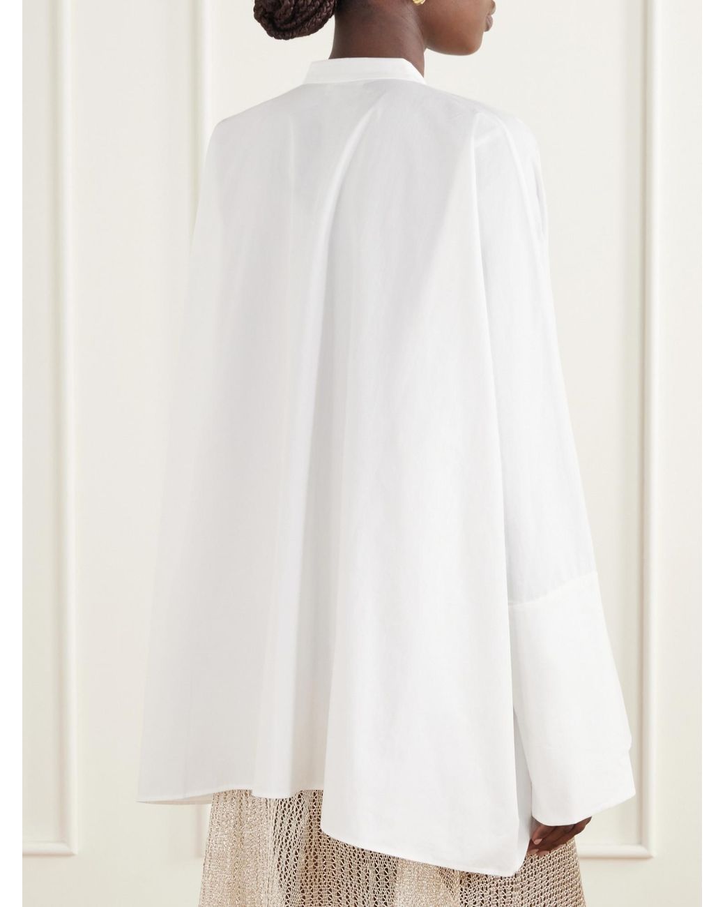 Ruohan White Asymmetrical Cotton-Poplin Shirt