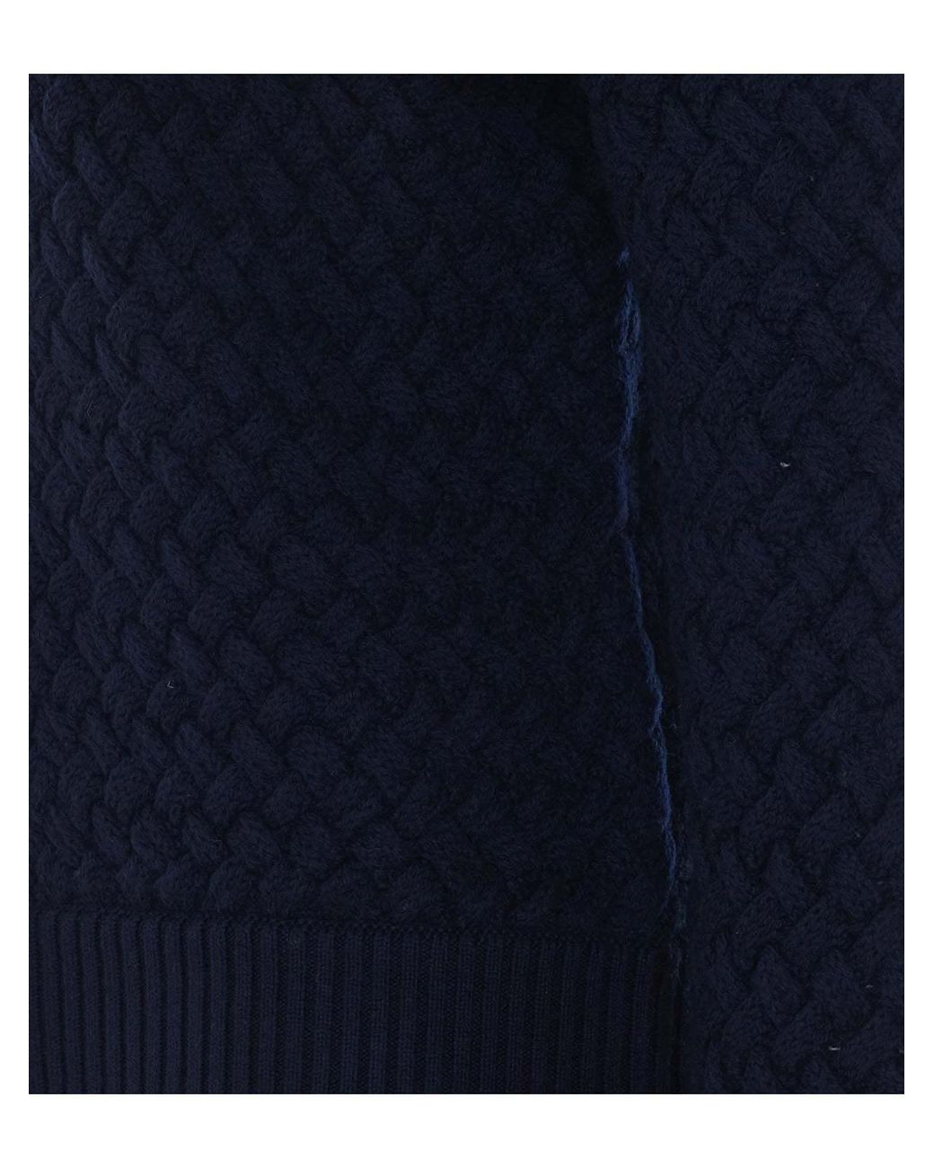 Bottega Veneta Blue Intrecciato Knit Cardigan