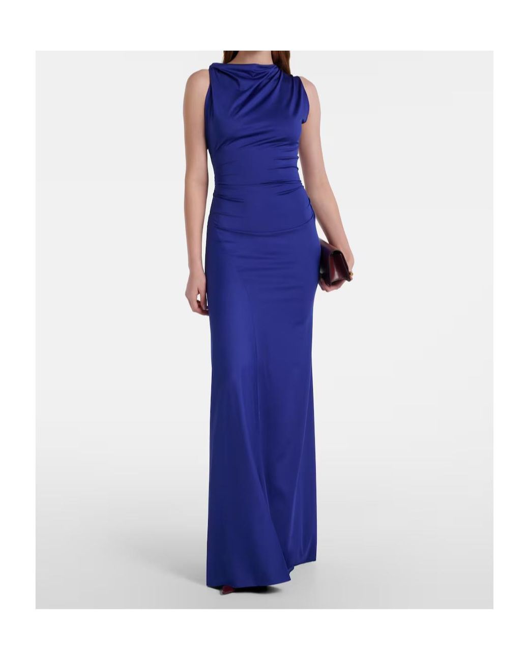 Victoria Beckham Blue Asymmetric Draped Gown