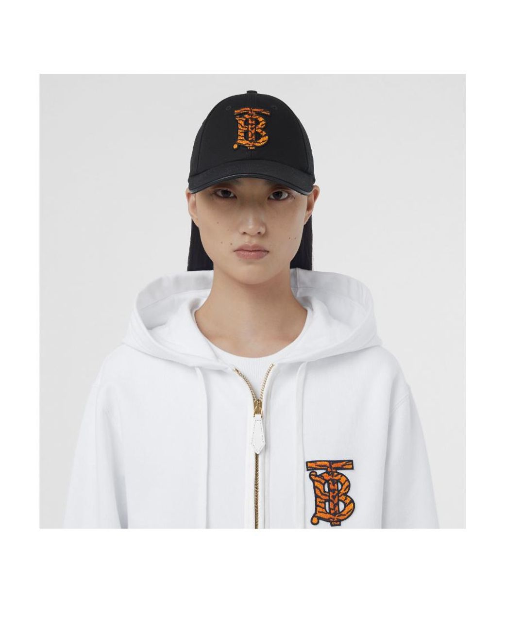 Burberry White Tiger Tb Monogram Motif Hoodie