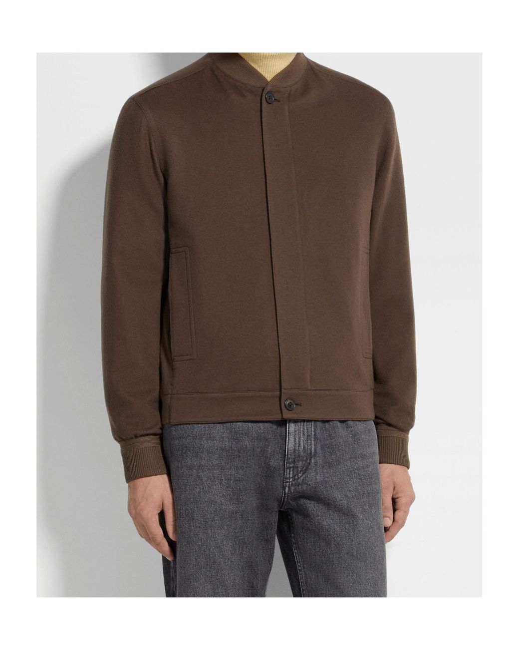 Zegna Brown Oasi-Cashmere Bomber Jacket for men