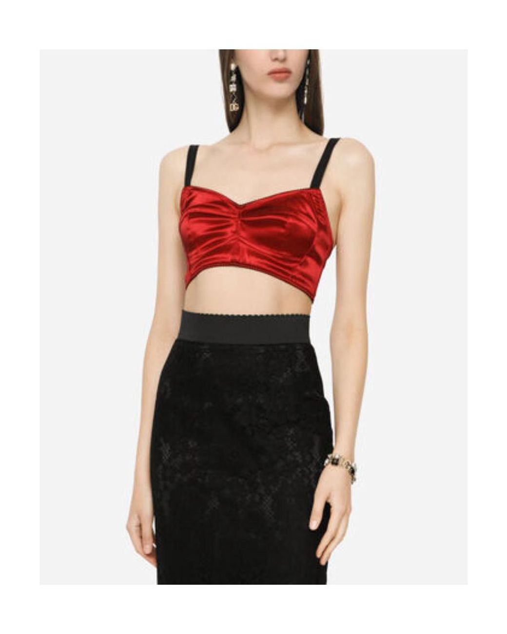 Dolce & Gabbana Red Cropped Bustier Top