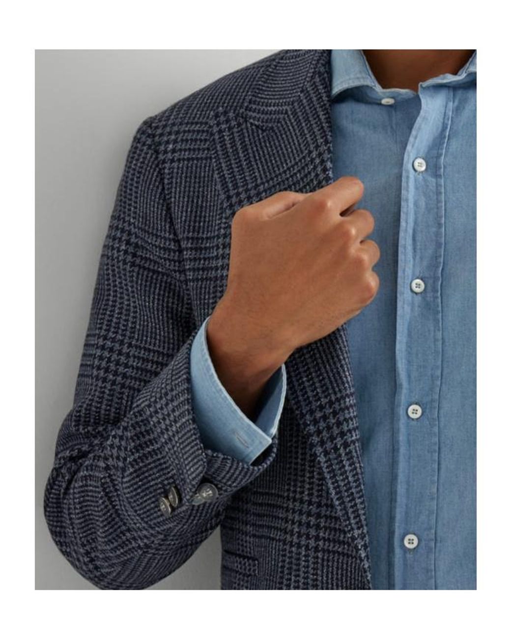 Brunello Cucinelli Blue Prince Of Wales Check Blazer for men