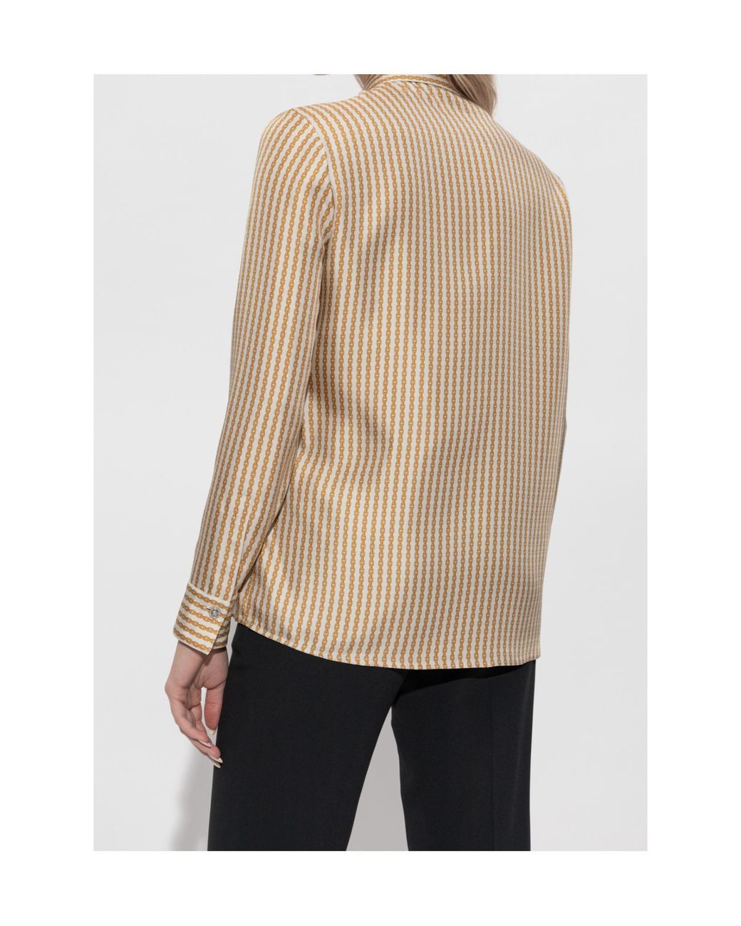 Versace Natural Chain-Printed Long-Sleeved Shirt