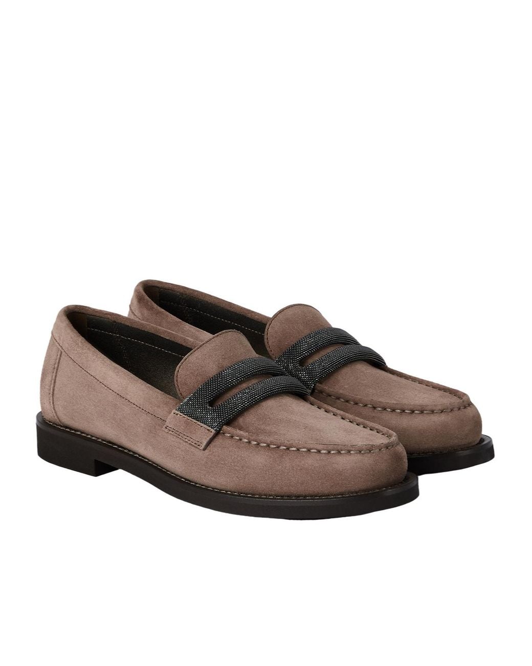 Brunello Cucinelli Brown Precious Clamp Penny Loafers