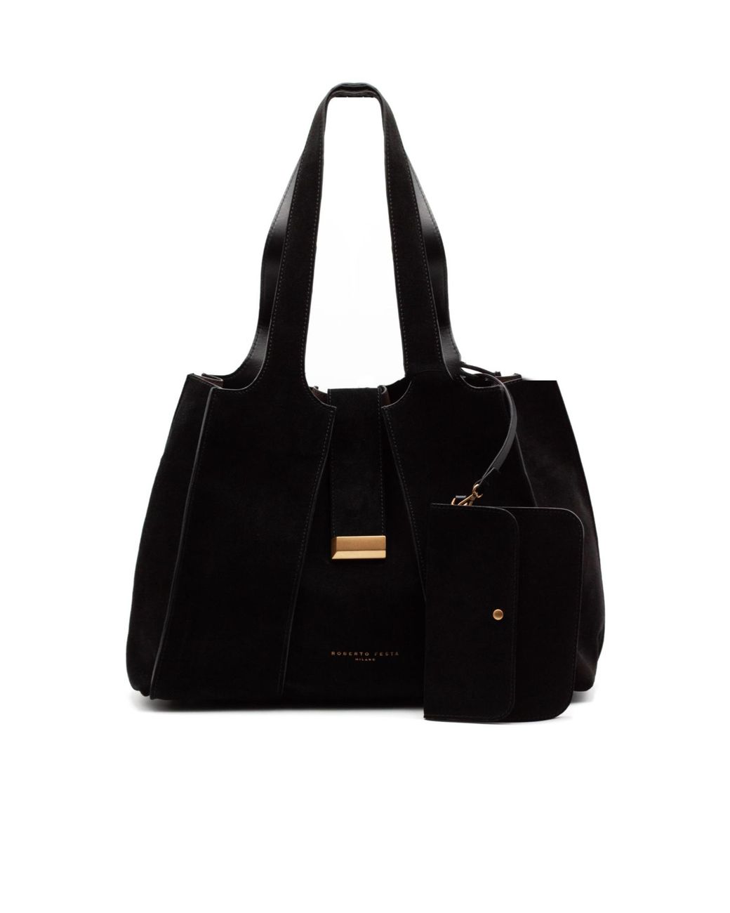 Roberto Festa Black Eloise Ribbed Tote Bag