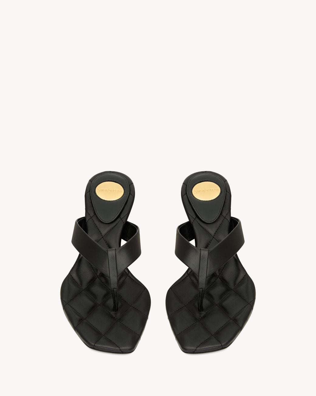 Saint Laurent White Sip Square Toe Thong Sandals