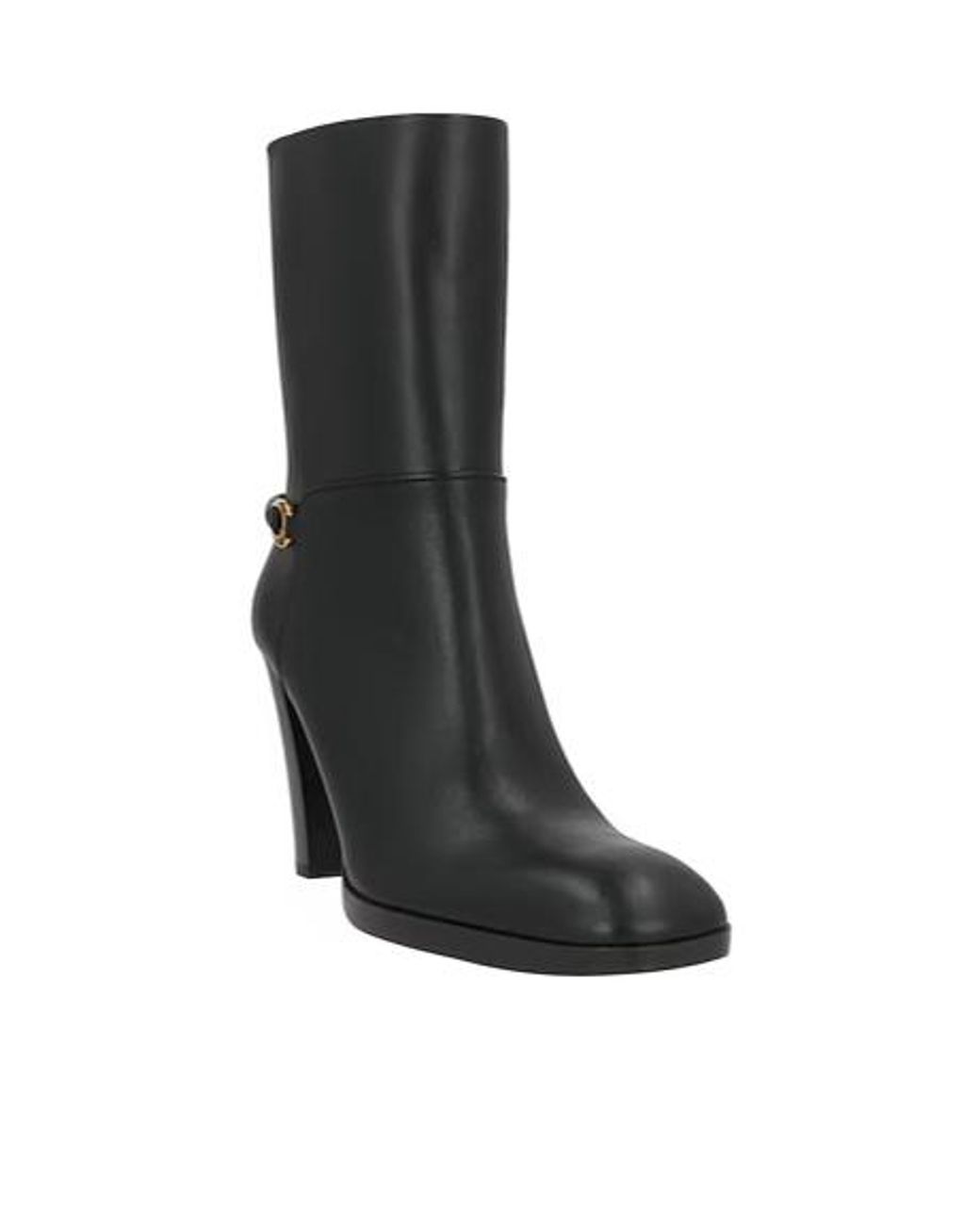 Saint Laurent Black Minimalist Blockheel Ankle Boots