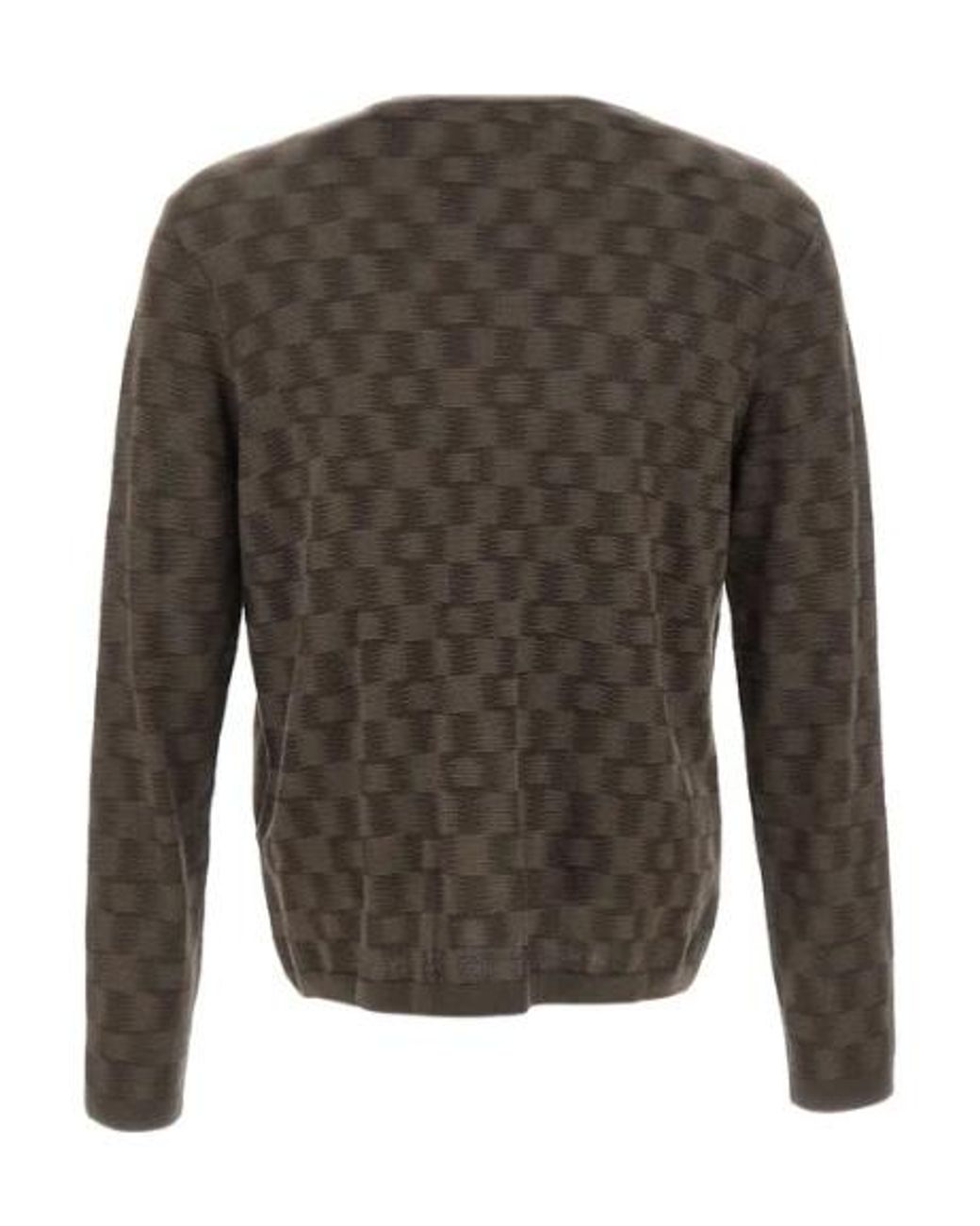 Emporio Armani Gray Pattern-Knit Crewneck Jumper for men