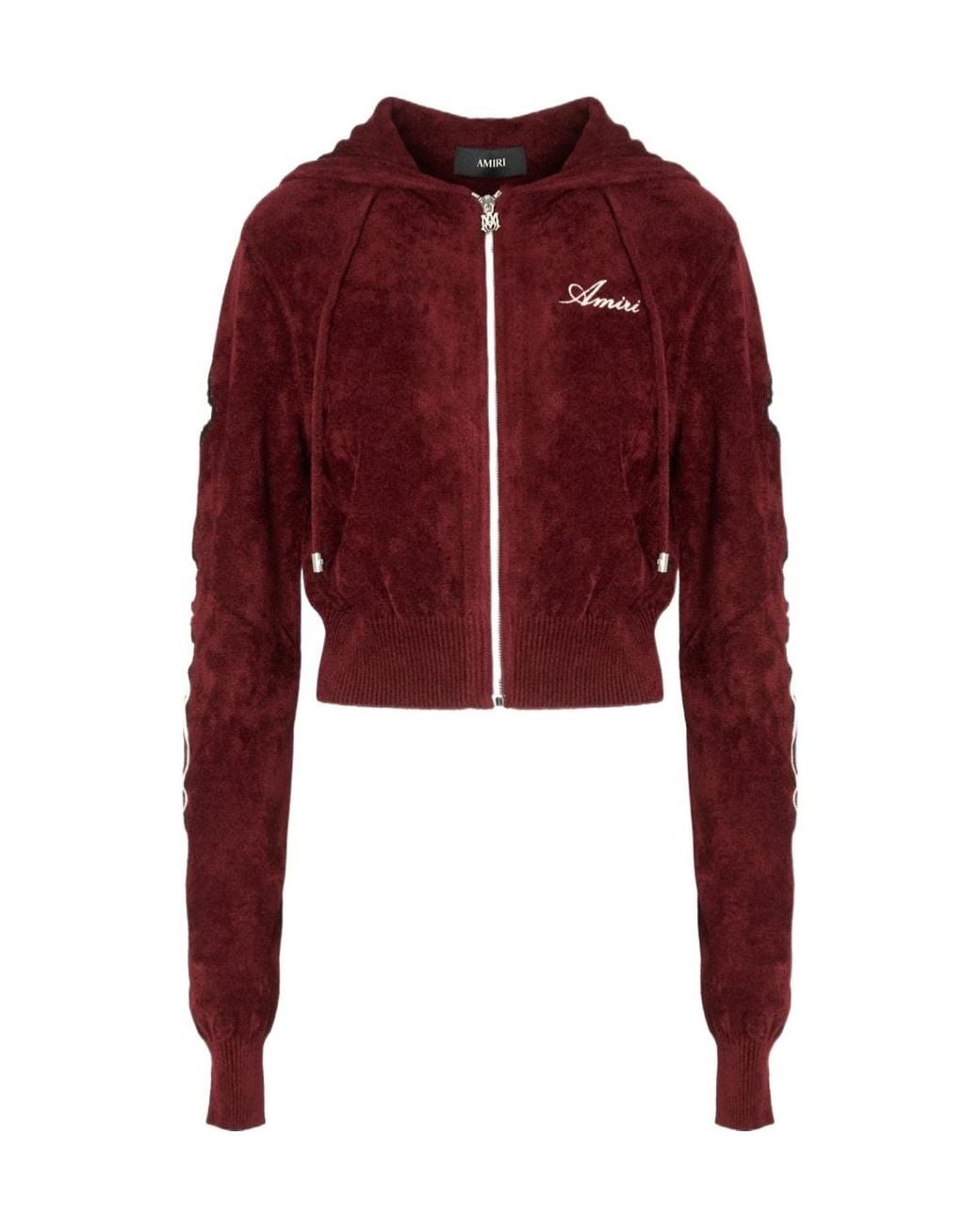 Amiri Red Drawstring Zip Up Drawstring Hoodie