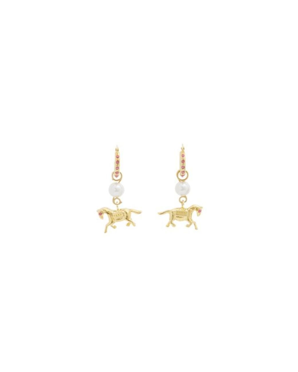 Marni White Horse Charm Earrings