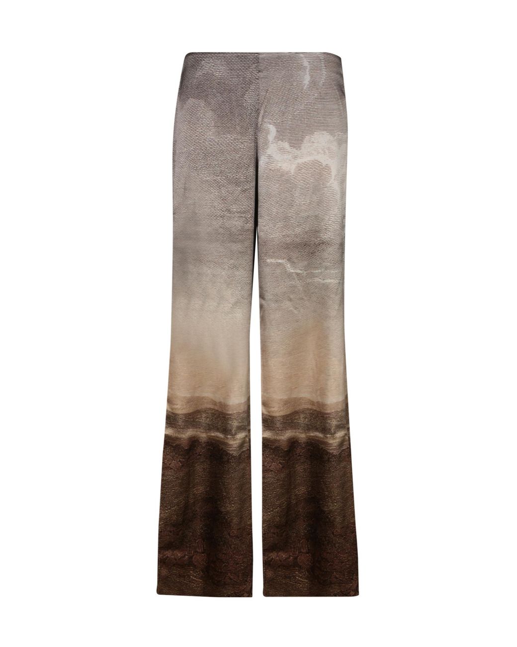 Pierre Louis Mascia Gray Landscape-Print Wide-Leg Trousers