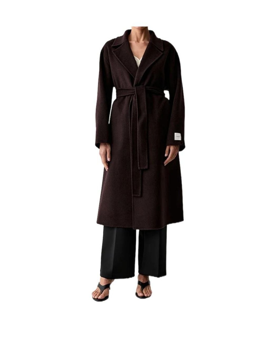 Calvin Klein Black Belted Wrap Coat