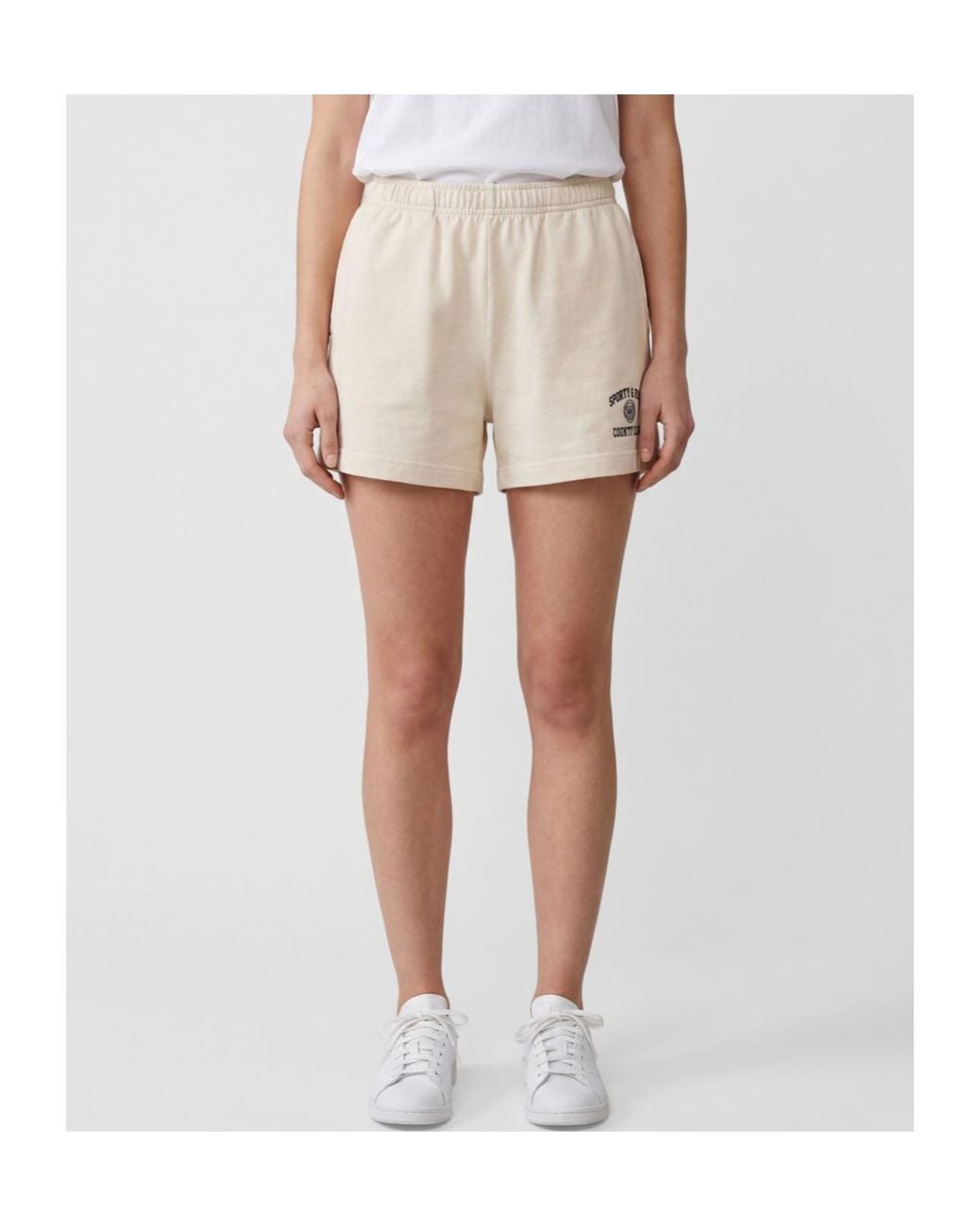 Sporty & Rich White Varsity Crest Disco Shorts