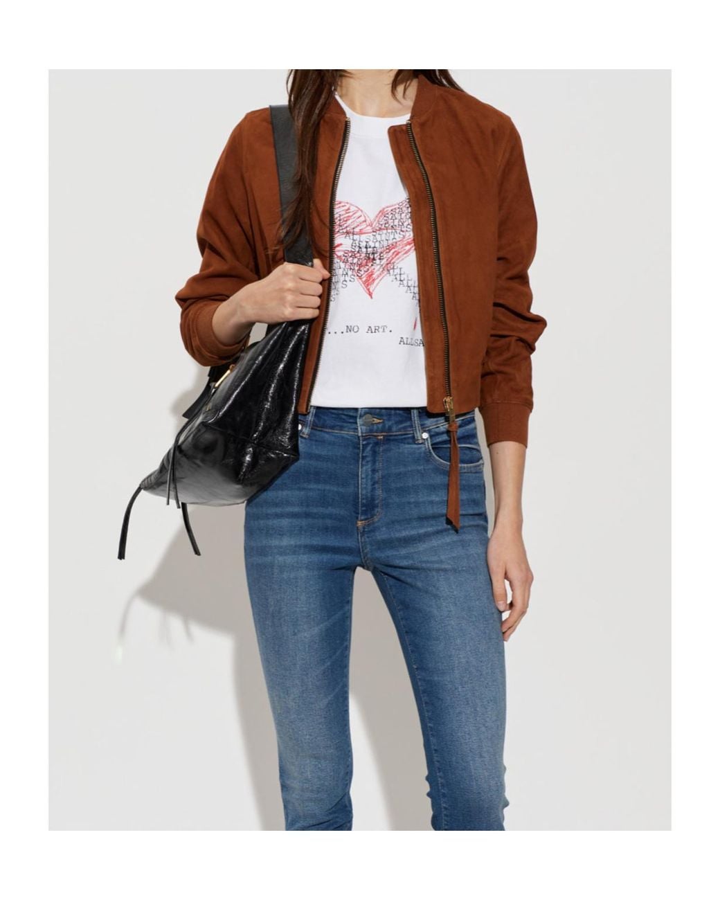AllSaints Brown Orten Suede Bomber Jacket