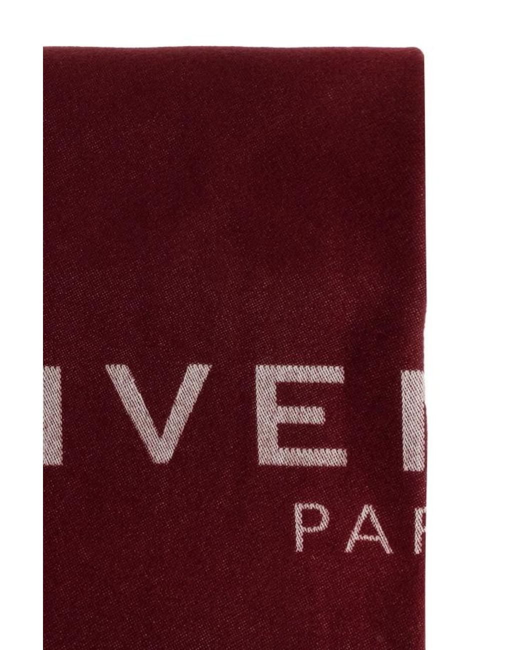 Givenchy Red Logo Fringe Scarf