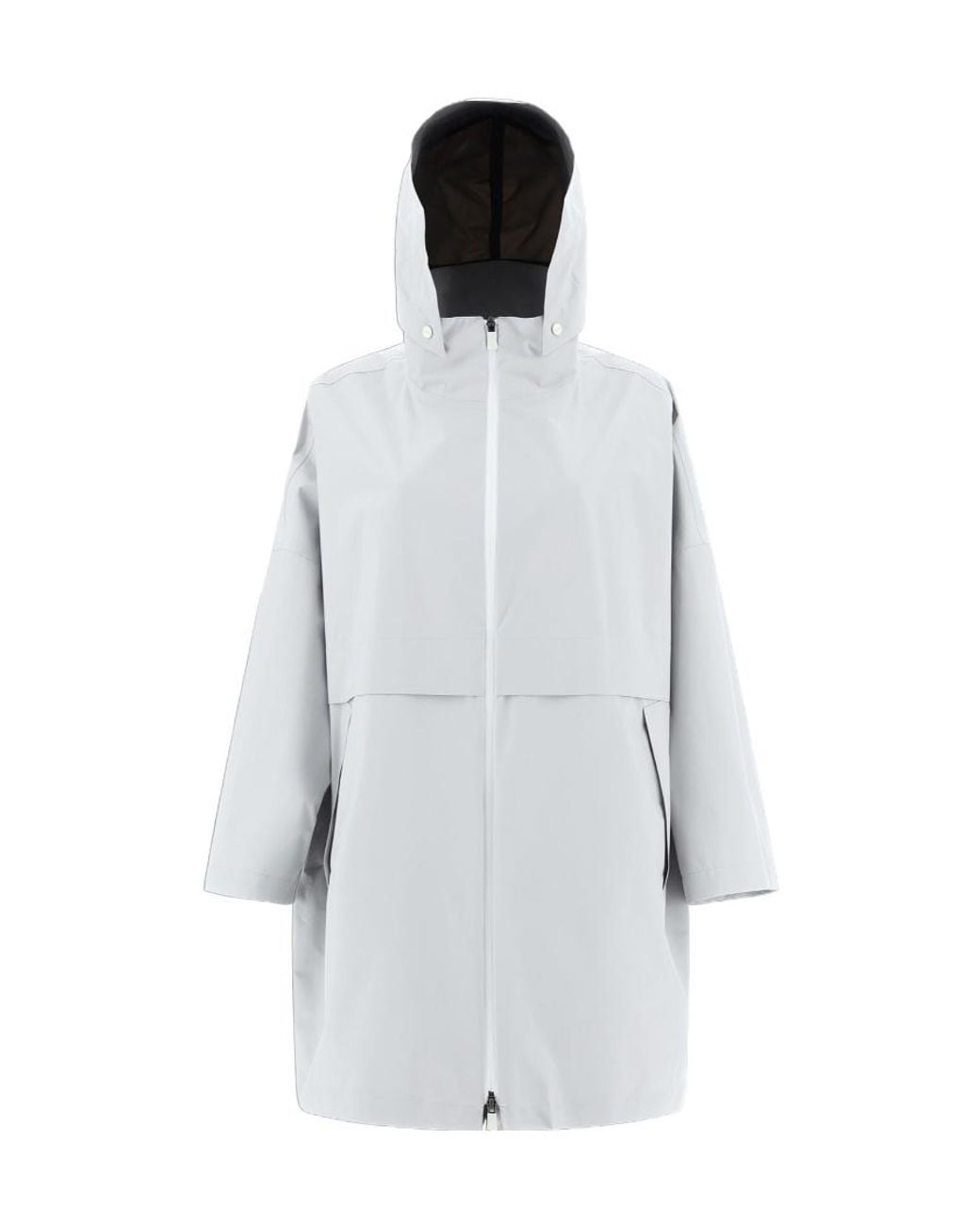 Herno White Hooded Zip Coat