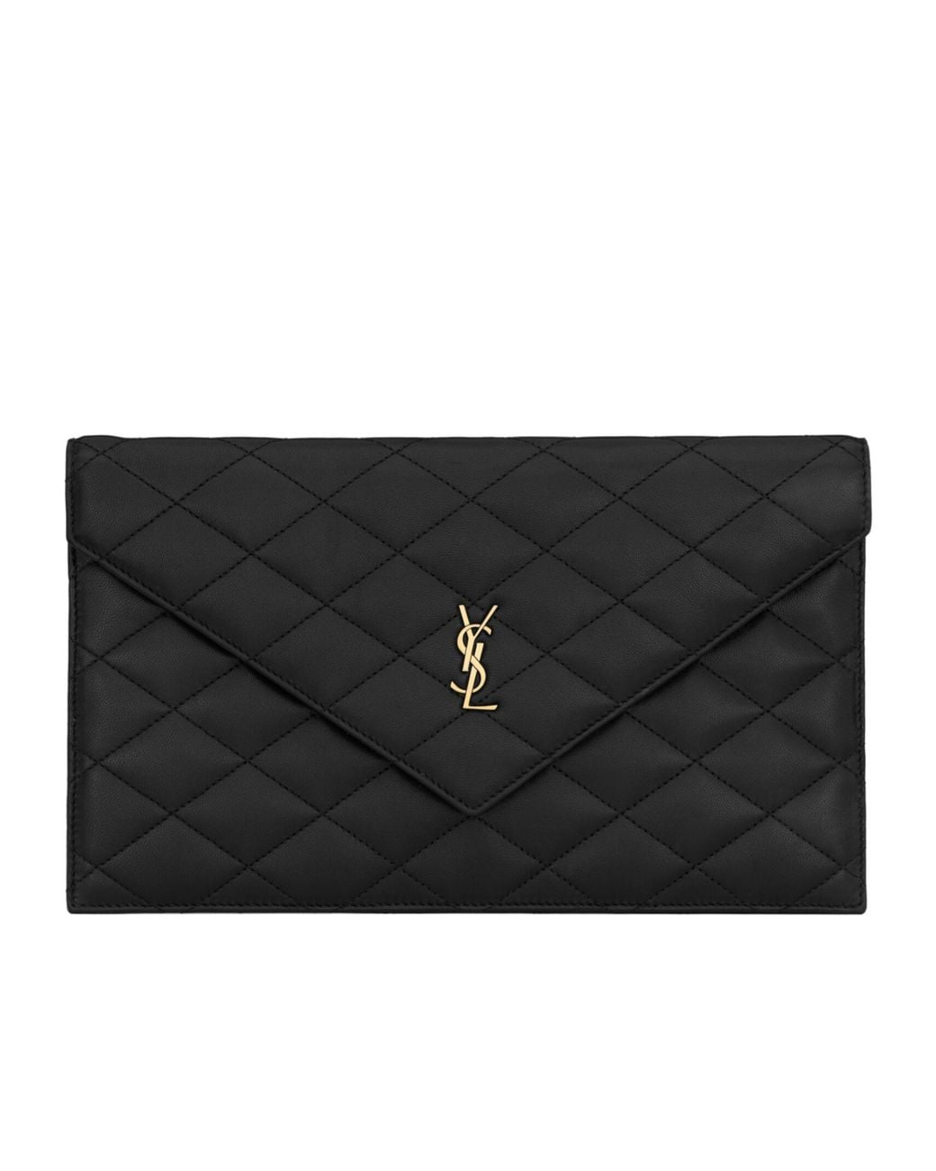 Saint Laurent Black Paris Logo Plaque Pouch