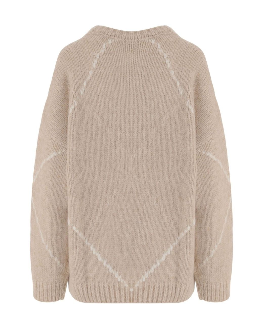 Bruno Manetti Natural Diamond Knit Crew Neck Sweater