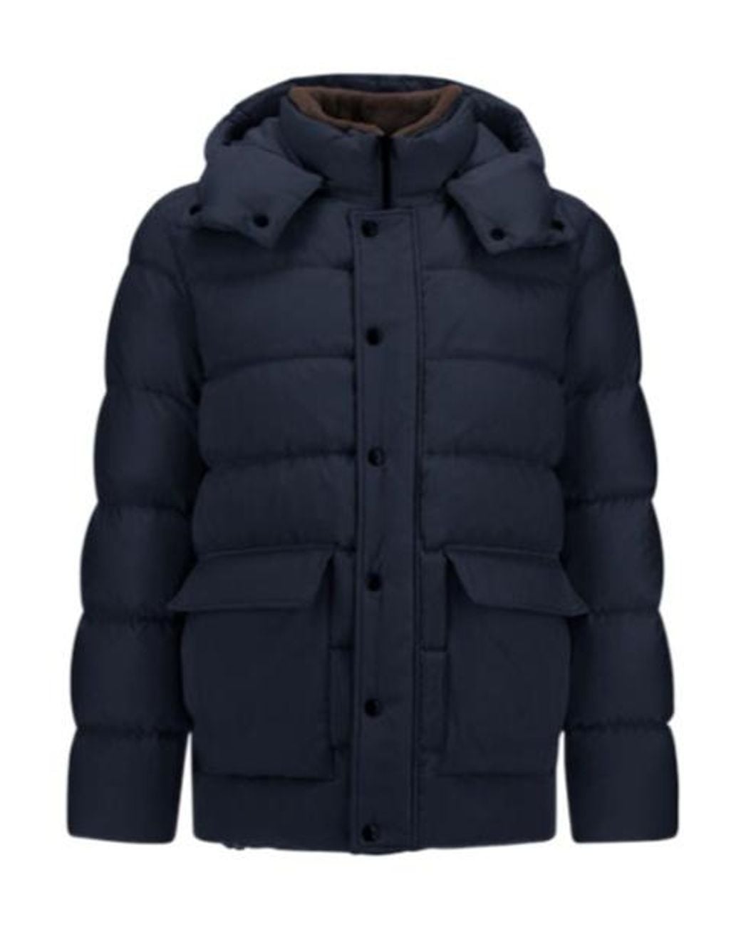 Herno Blue Quilted Hooded Coat for men