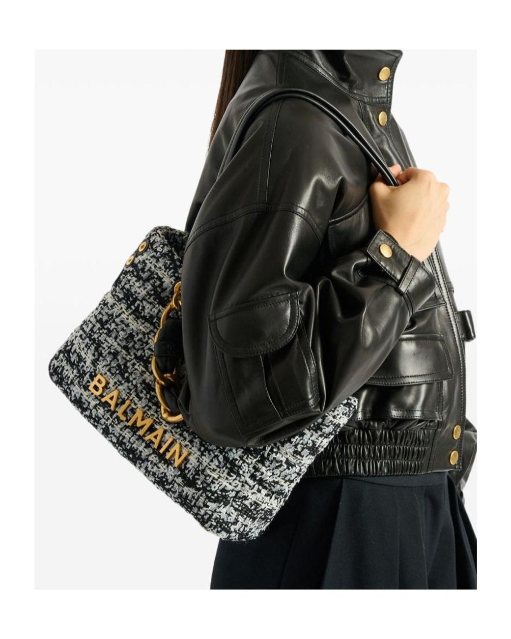 Balmain Black 1945 Soft Chain Shoulder Bag