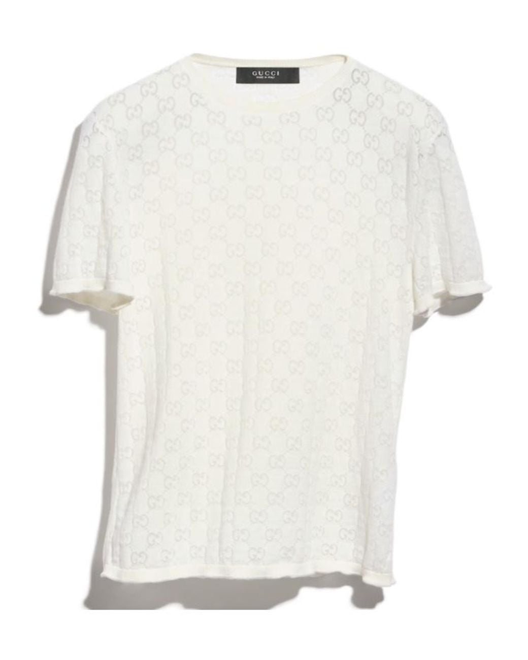 Gucci White Gg Devoré T-Shirt