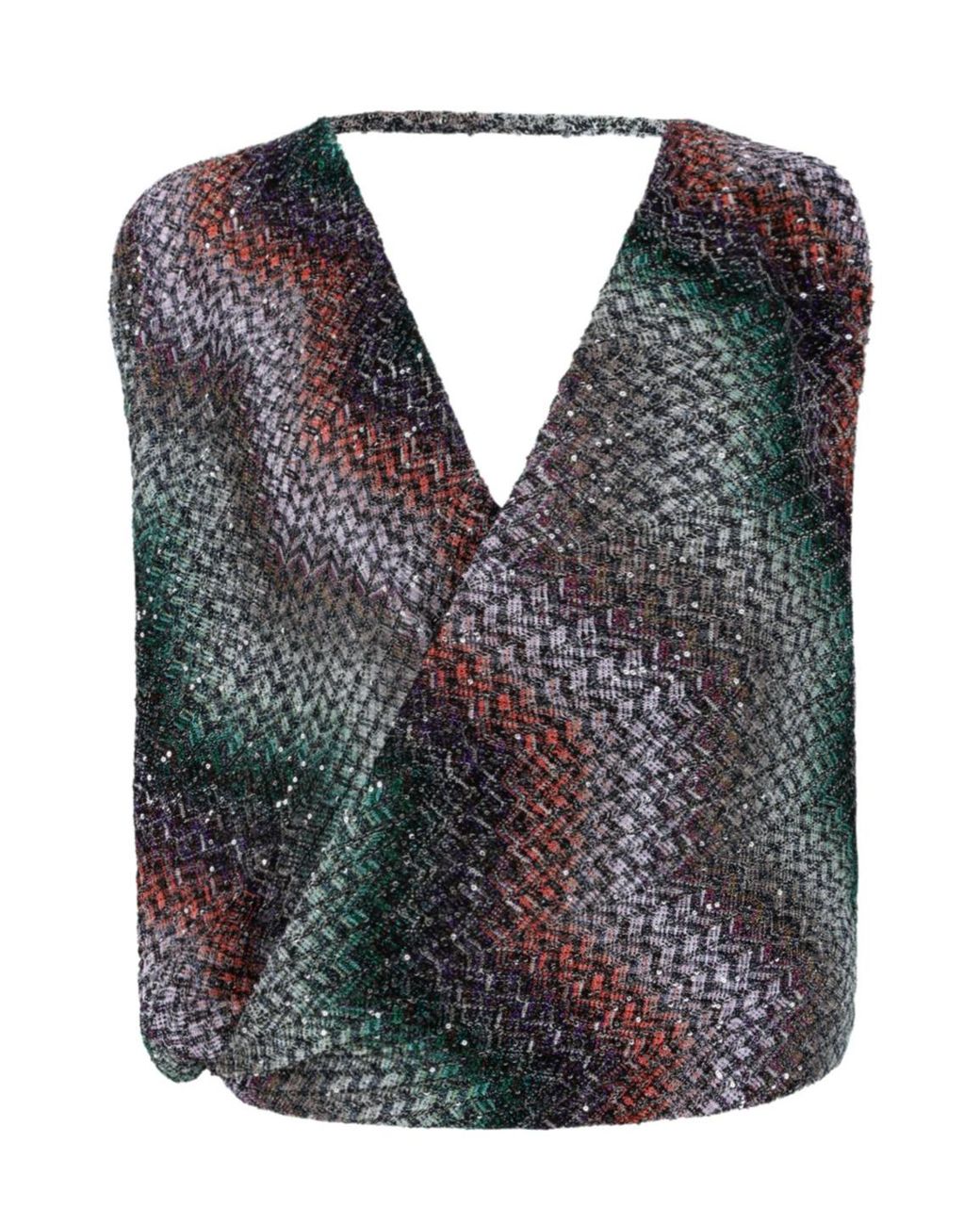 Missoni Blue Sequin-Embellished Zigzag Top