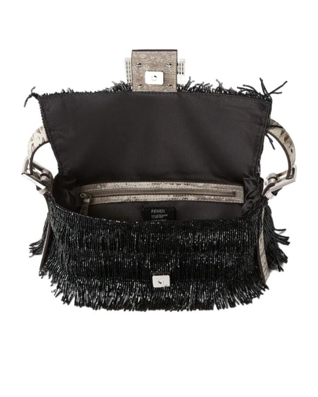 Fendi Black Re Edition Bag With Bead Fringes