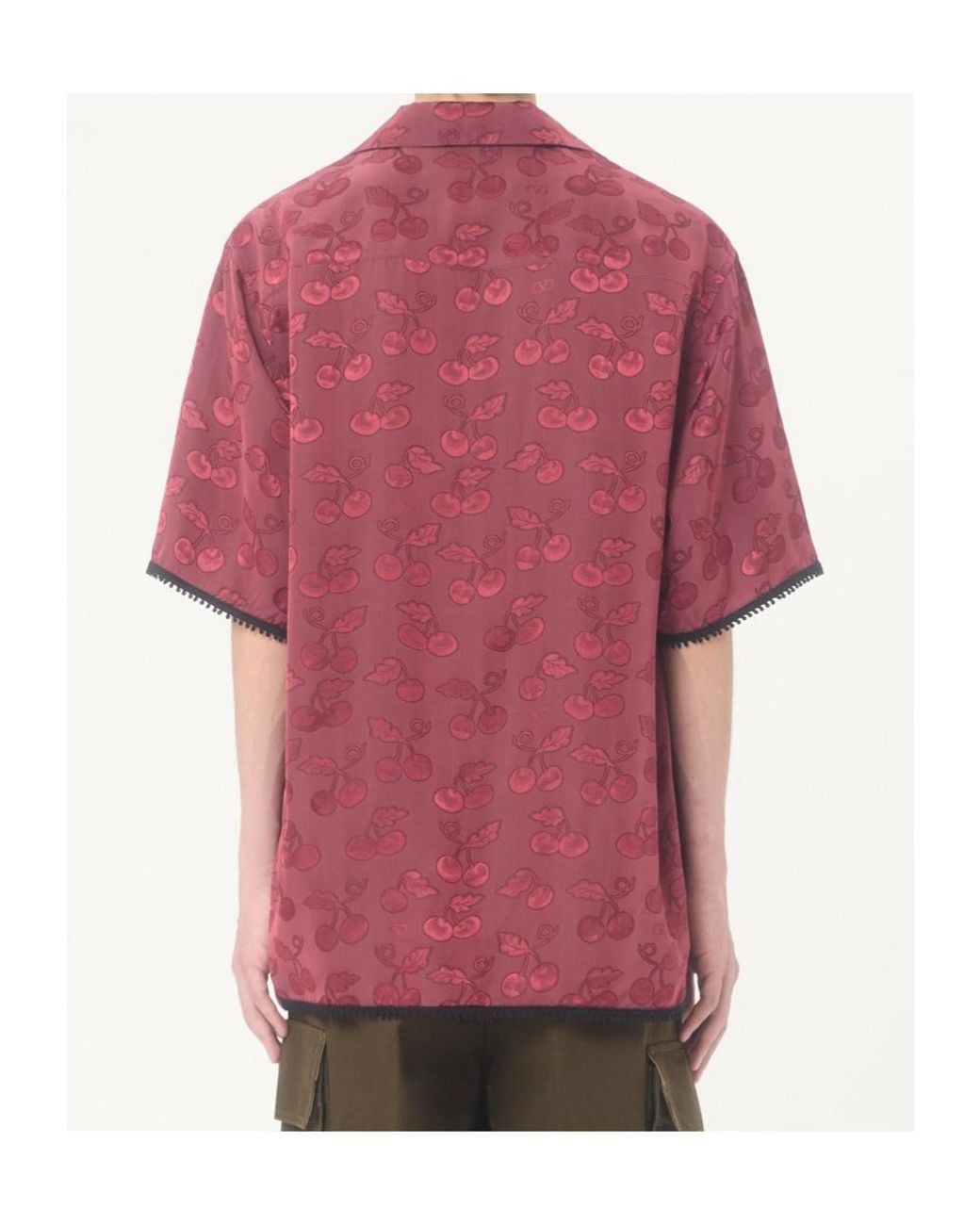 Valentino Red Jacquard Patterned Bowling Shirt for men