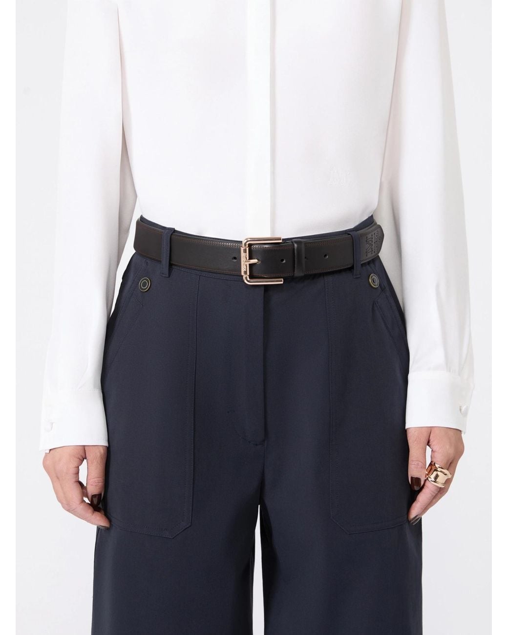 Max Mara White Brogue-Detail Belt