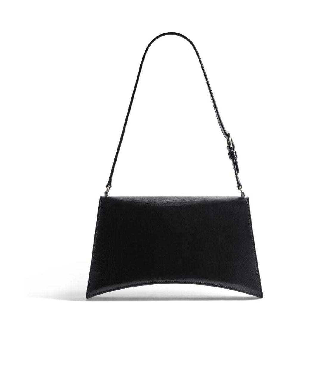 Balenciaga Black Crush Sling Foldover Top Small Shoulder Bag