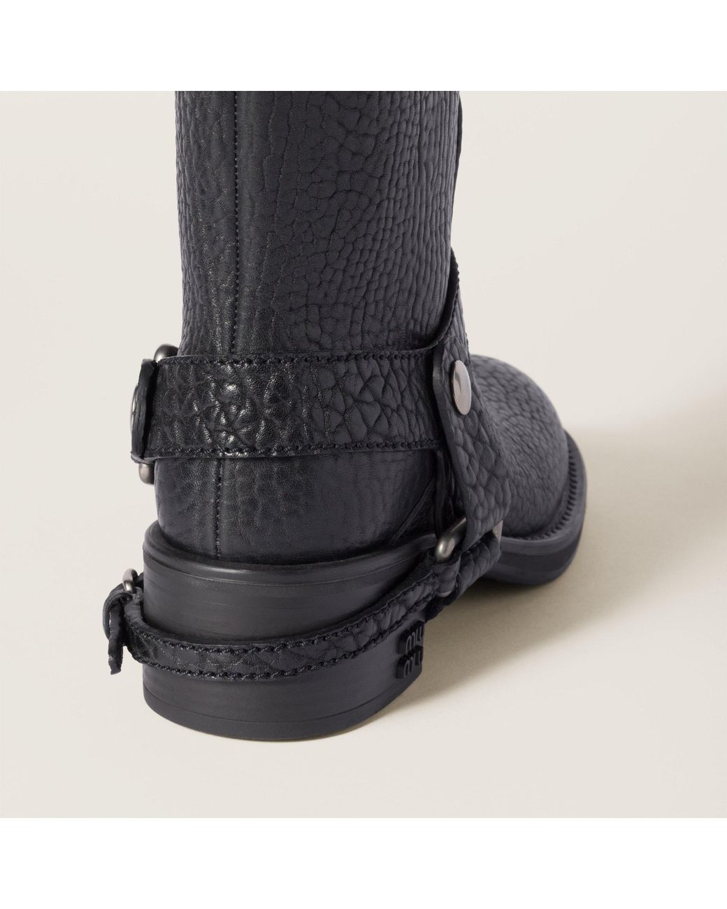 Miu Miu Black Moto Round-Toe Boots
