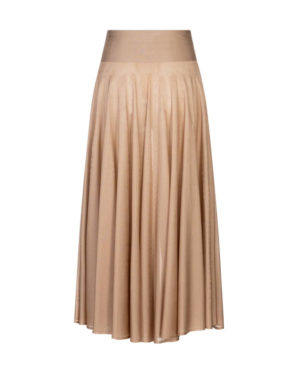 Alaïa Natural Alaïa Elasticated Waist Maxi Pleated Skirt