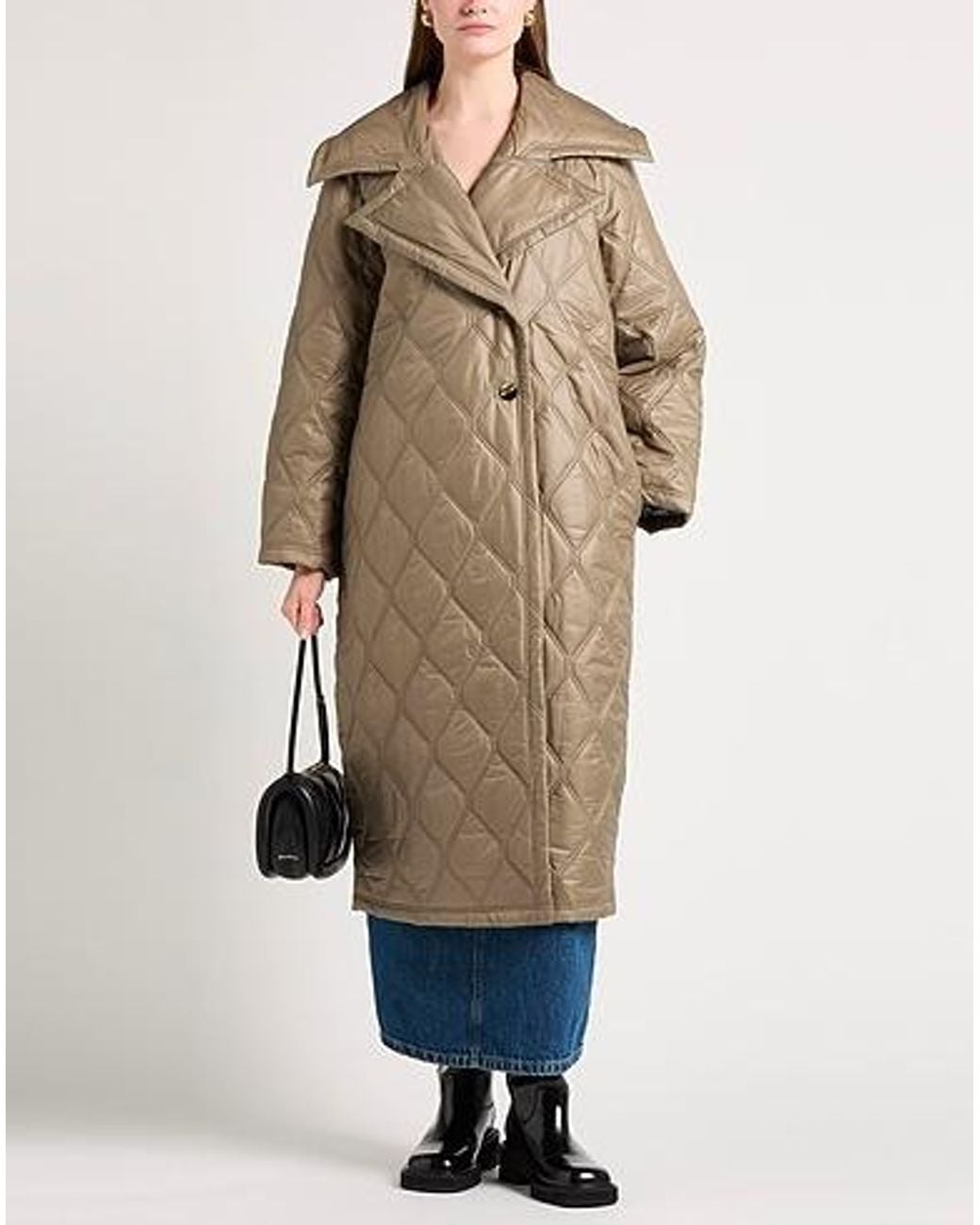 Ganni Gray Thickened Long Trench Coat