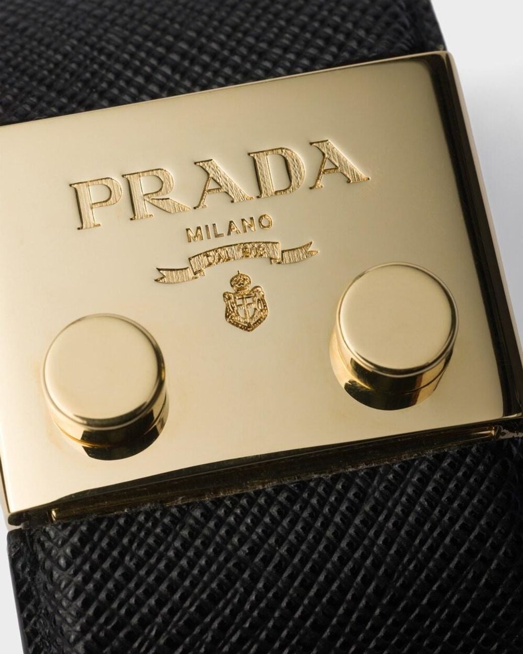 Prada Black Metal And Saffiano Leather Bracelet