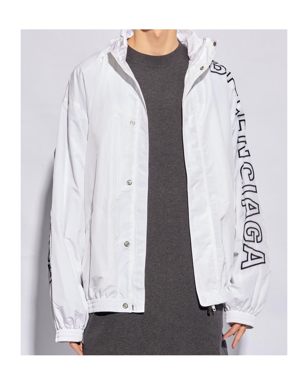 Balenciaga White Logo Printed Jacket for men