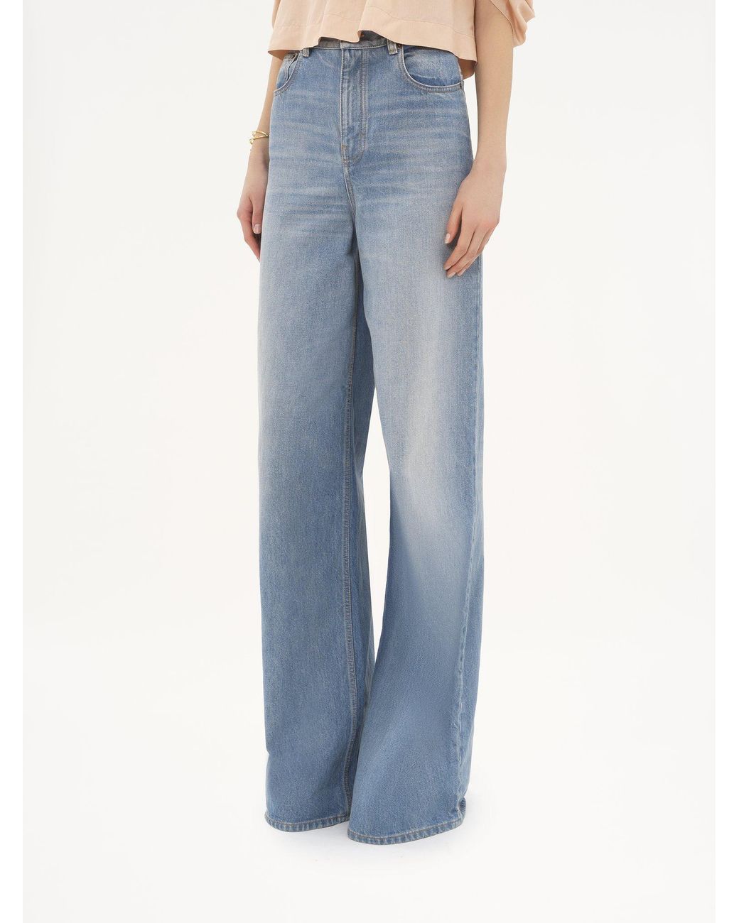 Chloé Blue Chloé High Waisted Wide-Leg Jeans
