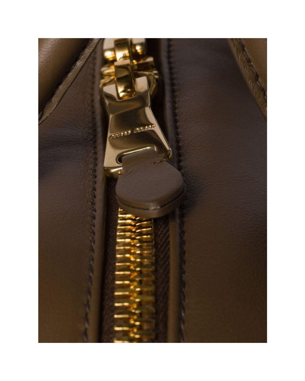 Miu Miu Brown Logo-Embossed Small Tote Bag